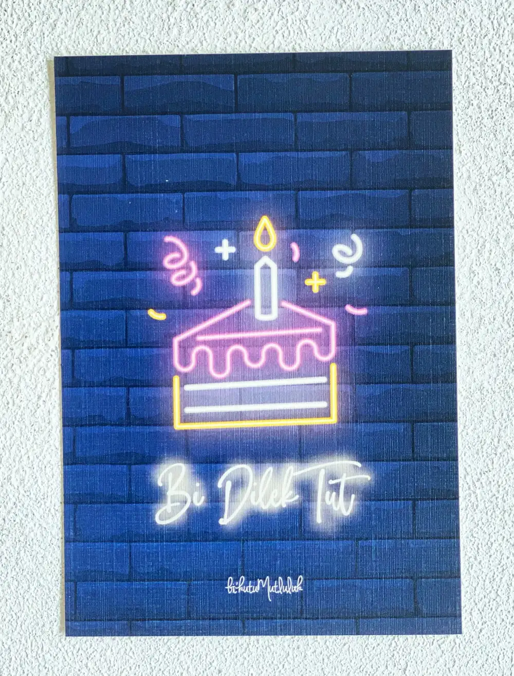 Neon Bi Dİlek Tut Doğum Günü Motto Kartı Kartpostal
