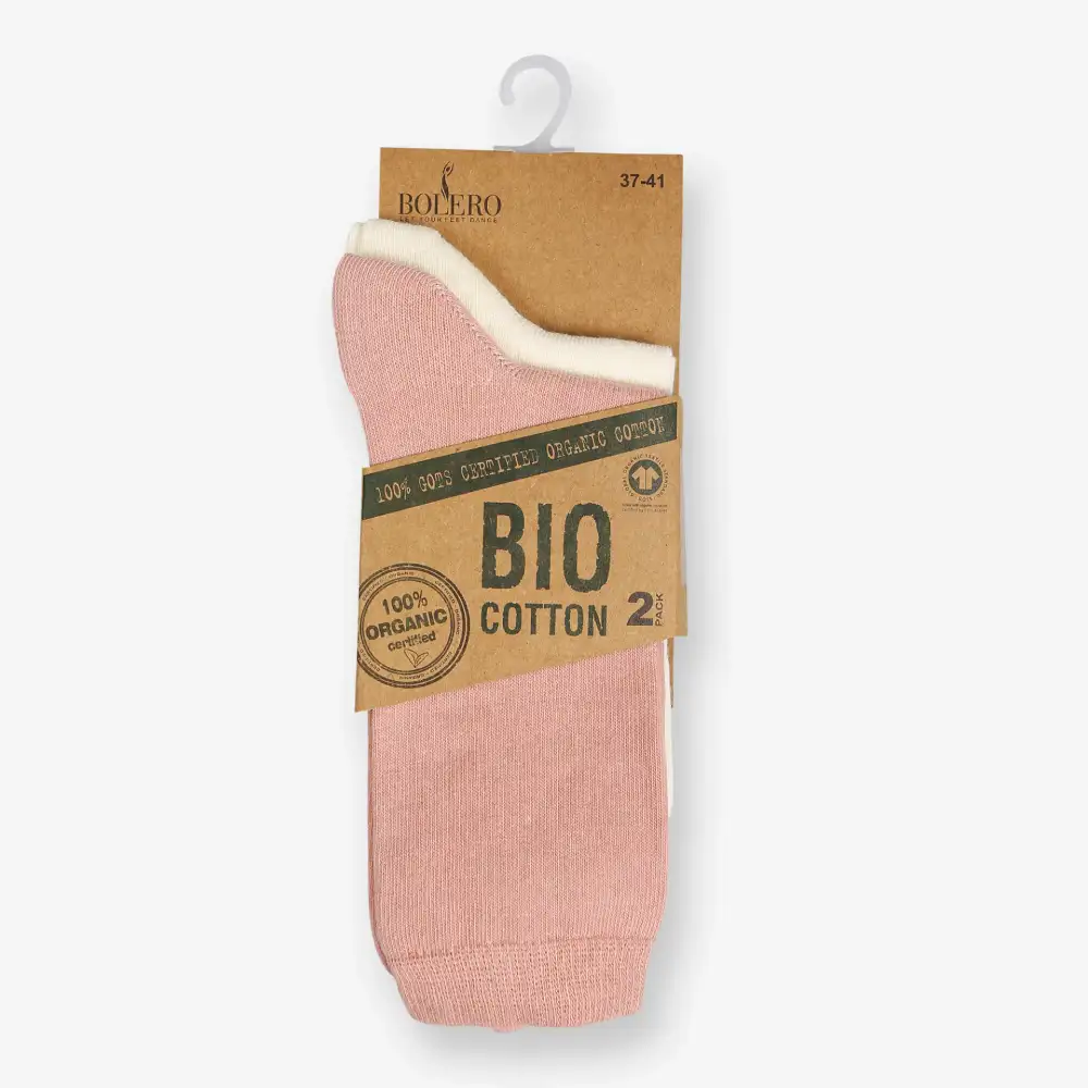 Çorap N55 - Bolero %100 Pamuk Organik Çorap Pembe Krem