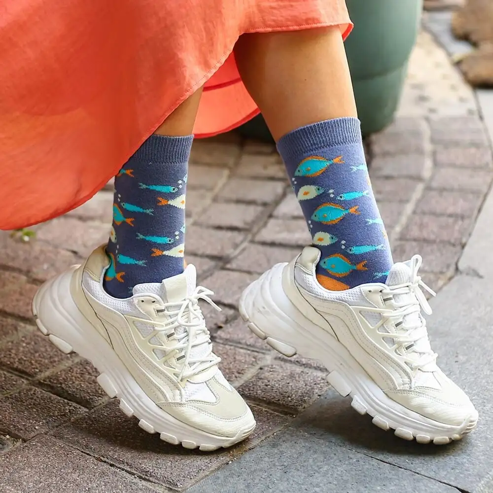 Çorap N525 -  ColorCool Mavi Balıklar Unisex Çorap