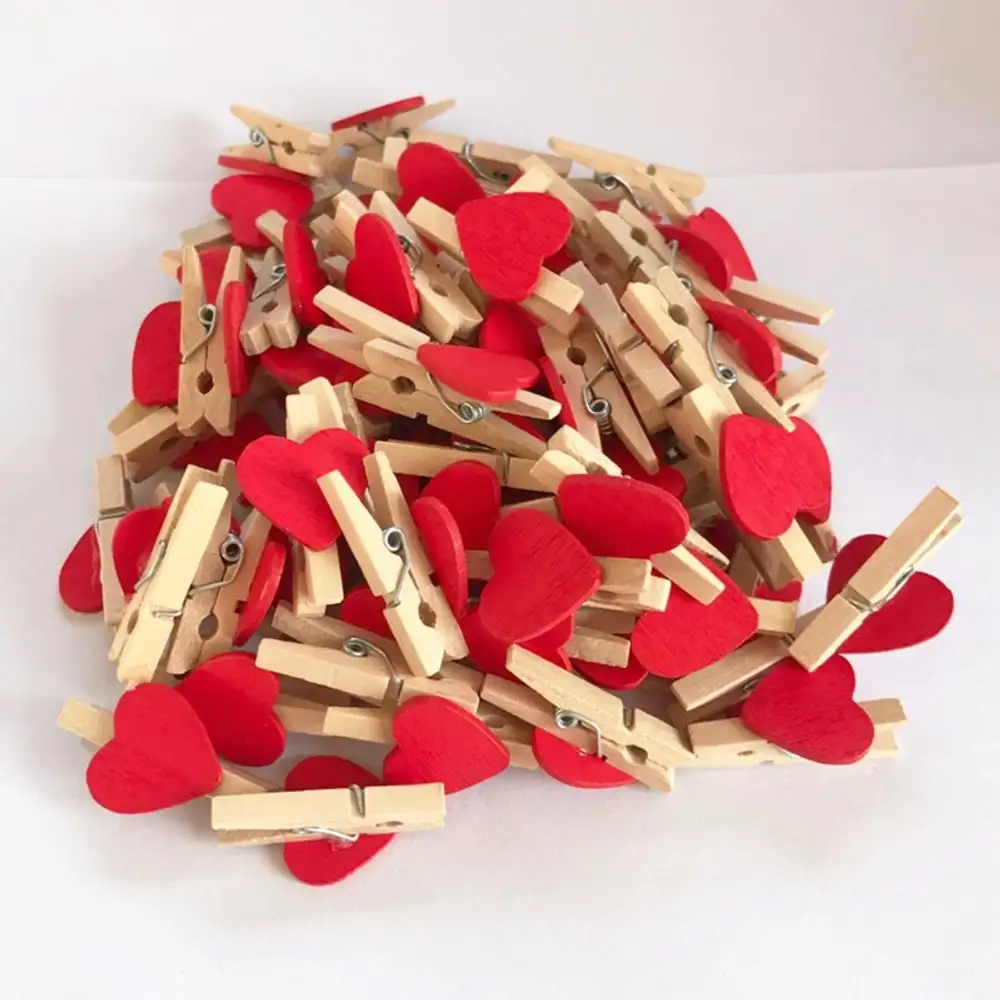 Kırmızı Kalpler Mandal Seti (10 adet)