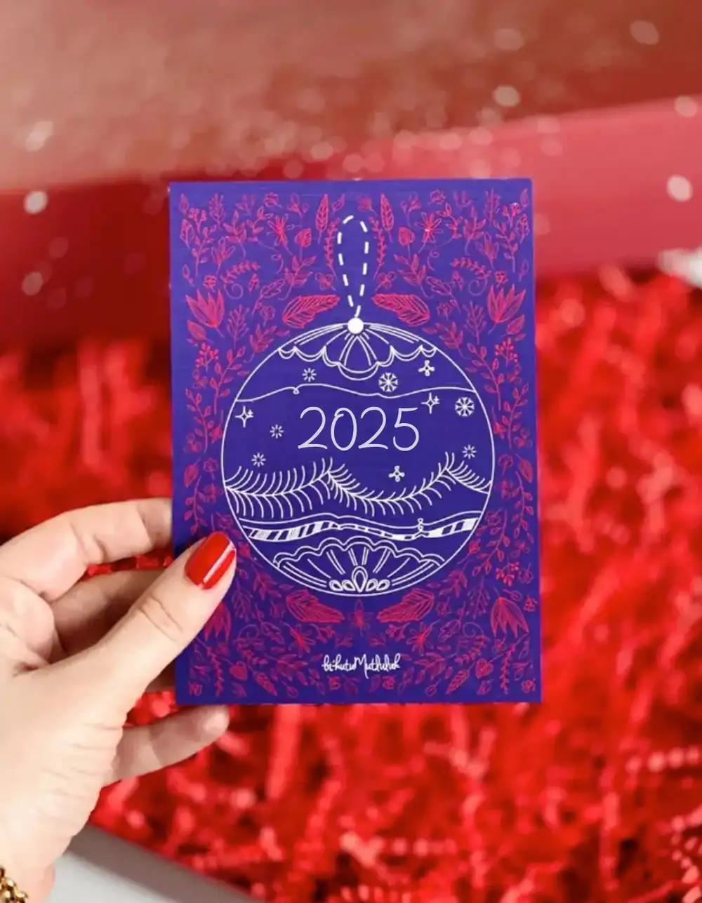 2025 Yılbaşı Hediye Not Kartı Ön Arka Yeni Yıl Dilekleri Baskılı Kartpostal Motto Kartı