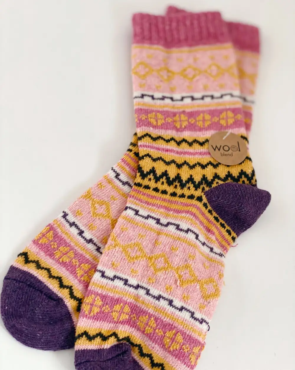 Çorap N462 - Bolero Kadın Lüks Renkli Yünlü Pembe Mor Çorap