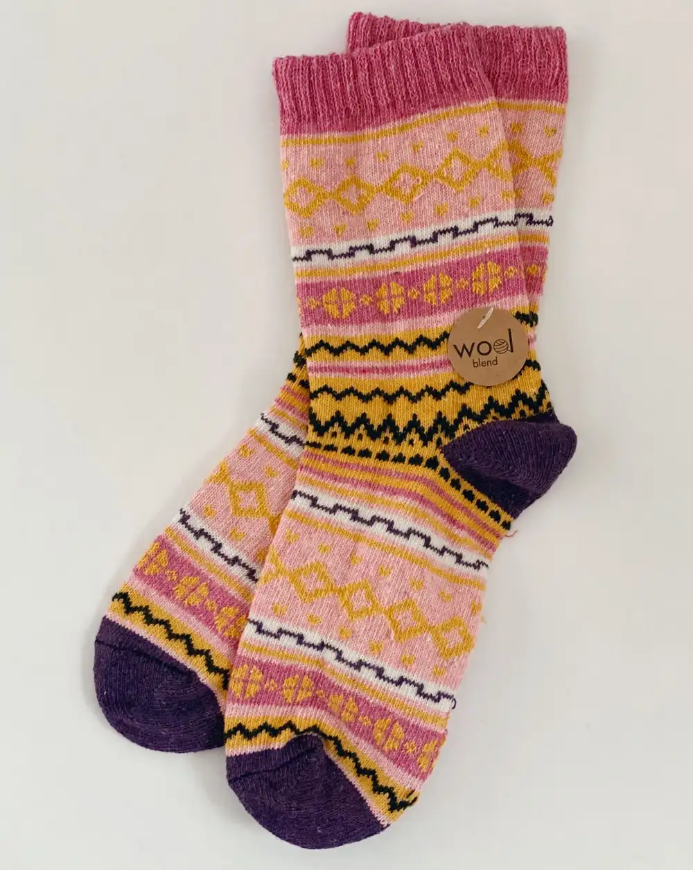 Çorap N462 - Bolero Kadın Lüks Renkli Yünlü Pembe Mor Çorap