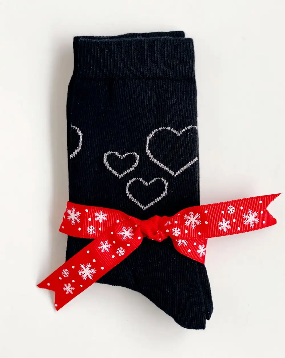 Çorap N386 - Siyah Kalp Pattern Kadın Çorap