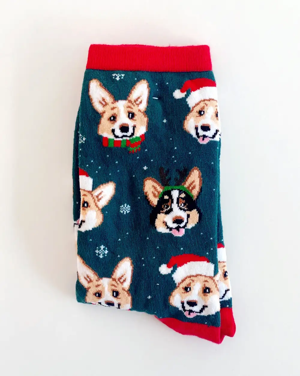 Yılbaşı Çorap Sevimli Köpekler Yeşil Yeni Yıl Çorabı