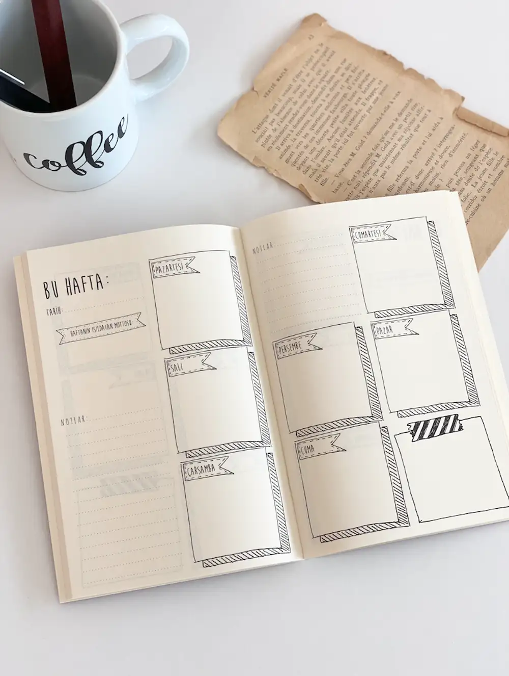 Big Plans Planner Süresiz Haftalık Planlayıcı İş Hediyesi Defter Gri