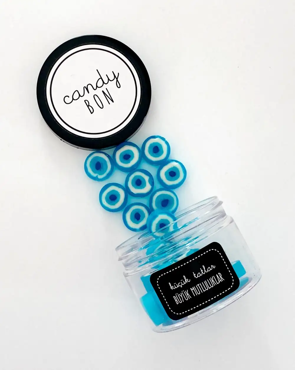Candybon El Yapımı Nazar Boncuklu Desenli Mavi Akide Şekeri