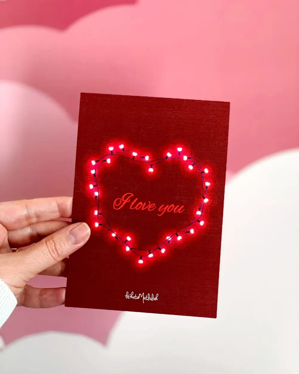 I Love You Neon Romantik Işıklar Motto Kartı Kartpostal Sevgiliye Hediye Not Kartı