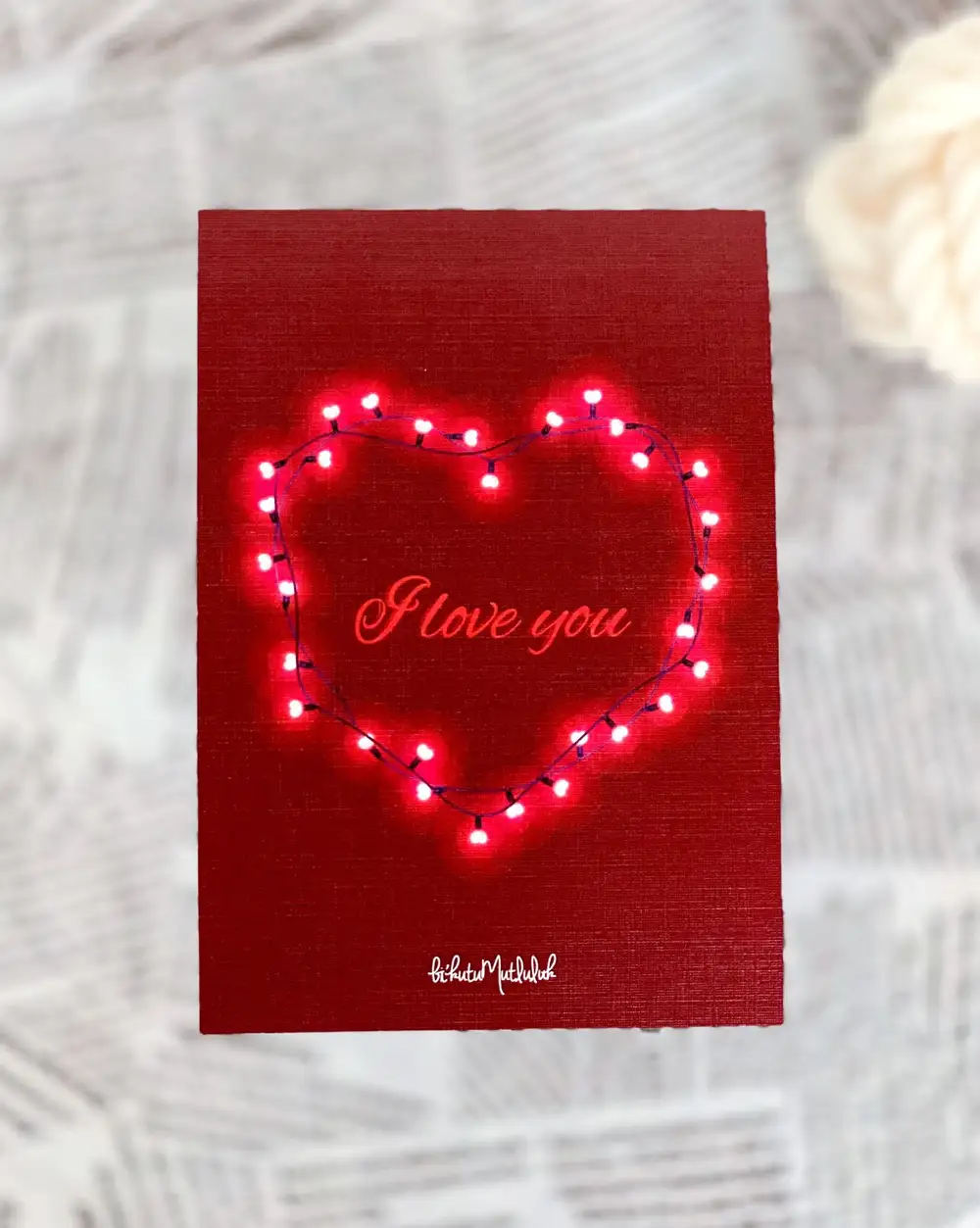 I Love You Neon Romantik Işıklar Motto Kartı Kartpostal Sevgiliye Hediye Not Kartı