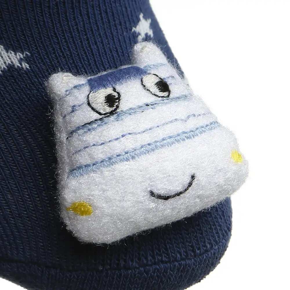 HelloBaby Çorap - Oyuncaklı Havlu Bebek Çorabı Lacivert Beyaz Yıldızlı