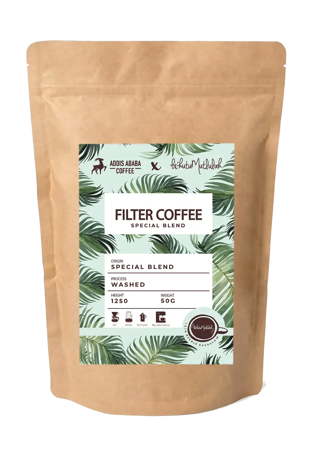 Filtre Kahve - Yeşil Mutluluklar Special Blend Filter Coffee Addis Ababa Coffee 50 gr.