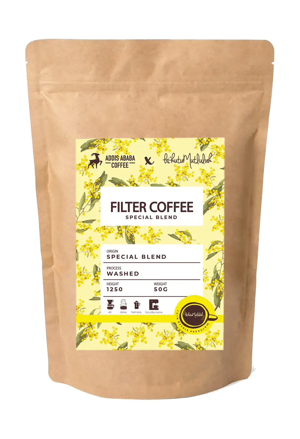 Filtre Kahve - Mimoza Sarı Special Blend Filter Coffee Addis Ababa Coffee 50 gr.
