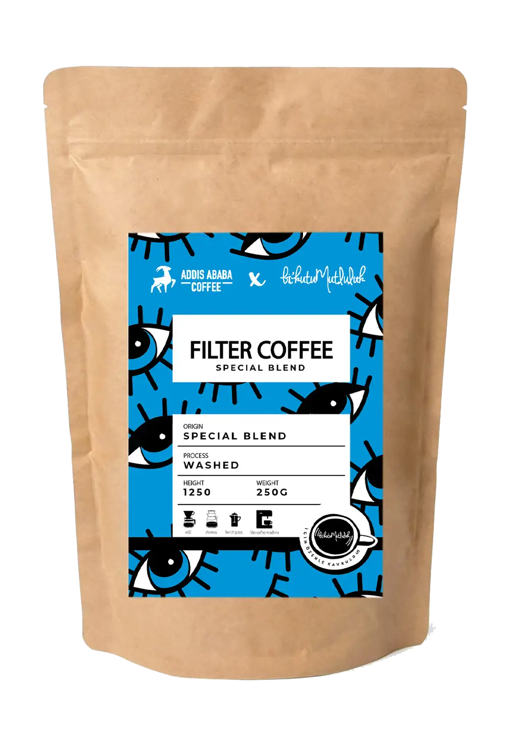 Filtre Kahve - Mavi Gözler Nazar Boncuğu Special Blend Filter Coffee Addis Ababa Coffee 50 gr.