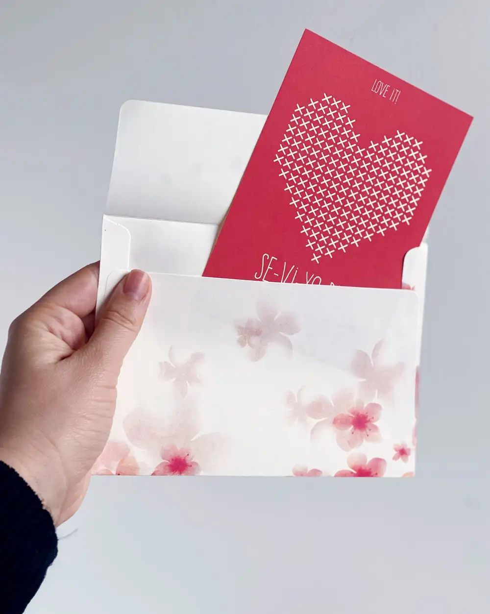 Kırmızı Sakura Kiraz Çiçeği Beyaz Zarf (Sadece Zarf)