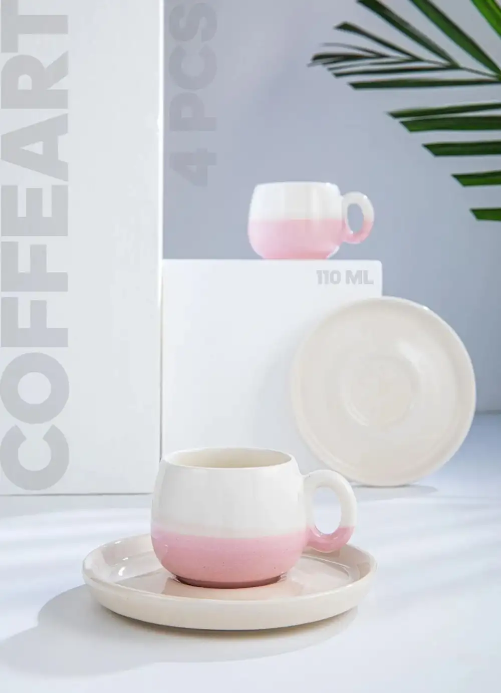 El Yapımı Boho Pudra Pembe Türk Kahvesi Fincanı