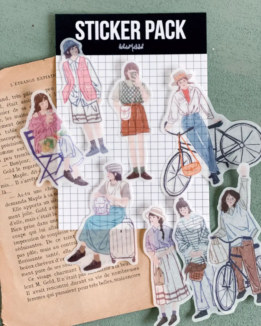 Vintage Scrapbook Etiketi Özel Kesimli Zarif Kadınlar Romantik Şeffaf Sticker Seti 8'li