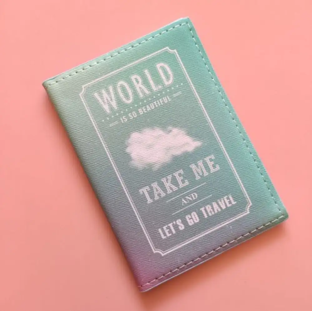 Take Me And Let's Go Travel Mint Bulut Kartlık Hediye Pasaport Kılıfı Seyahat Aksesuarı Cüzdan