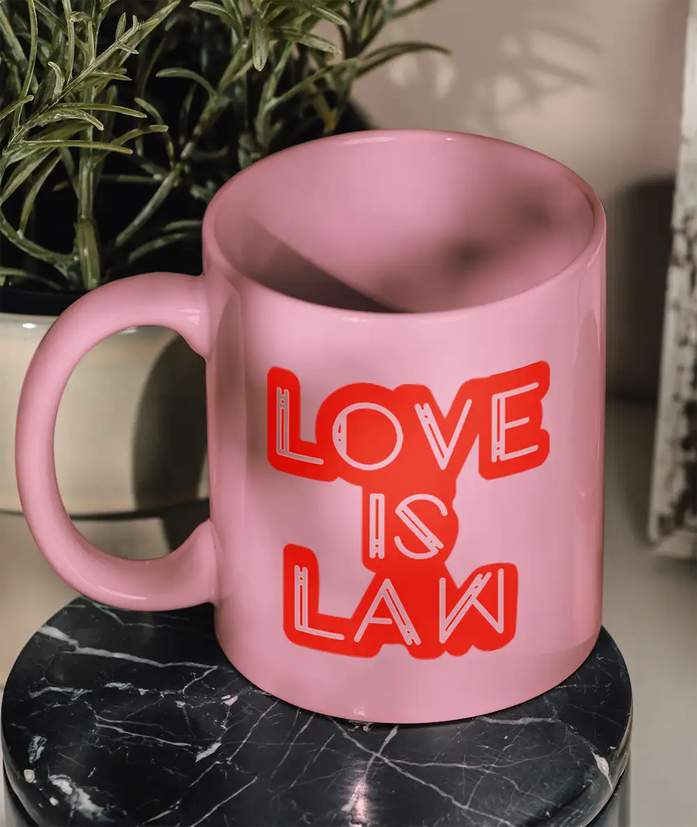 Avukat Hediyeleri - Love Is Law Avukat Hediye Pembe Kupa Bardak