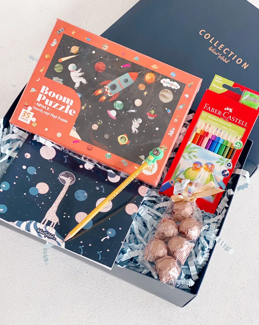 Macera Dolu Uzay Yolculuğu Eğlenceli Çikolatalı Kidmosfer Puzzle Çocuklara Özel Hediye Kutusu Seti