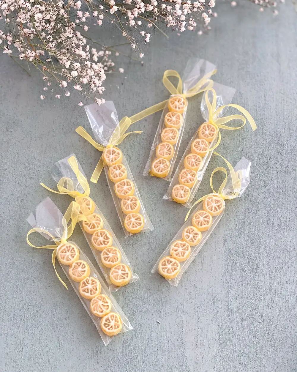 Limon Dilimi Desenli Parmak Lolly Şekerleme Sarı Akide Şekeri Hediye Şeker