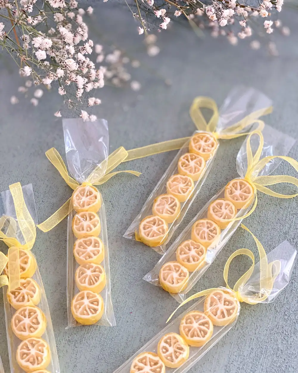 Limon Dilimi Desenli Parmak Lolly Şekerleme Sarı Akide Şekeri Hediye Şeker