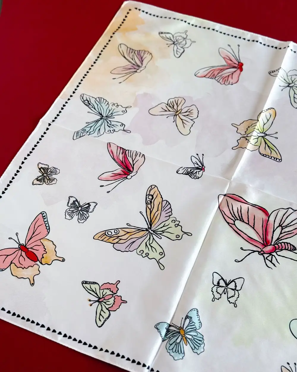 Coco Casa Saten Yaza Merhaba Kelebekler Sarı Fular Bandana