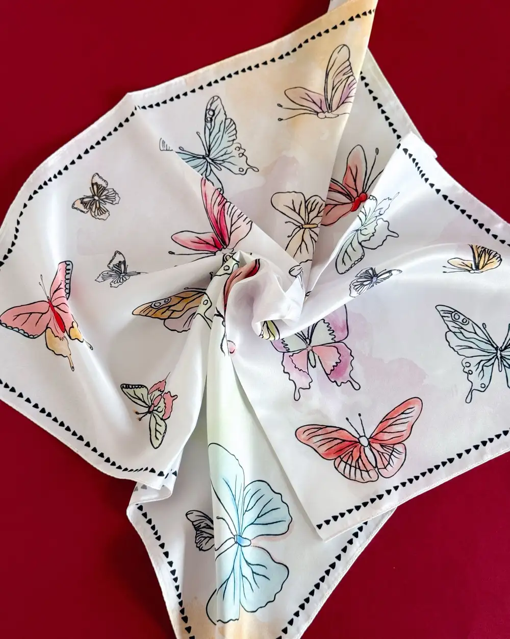 Coco Casa Saten Yaza Merhaba Kelebekler Sarı Fular Bandana