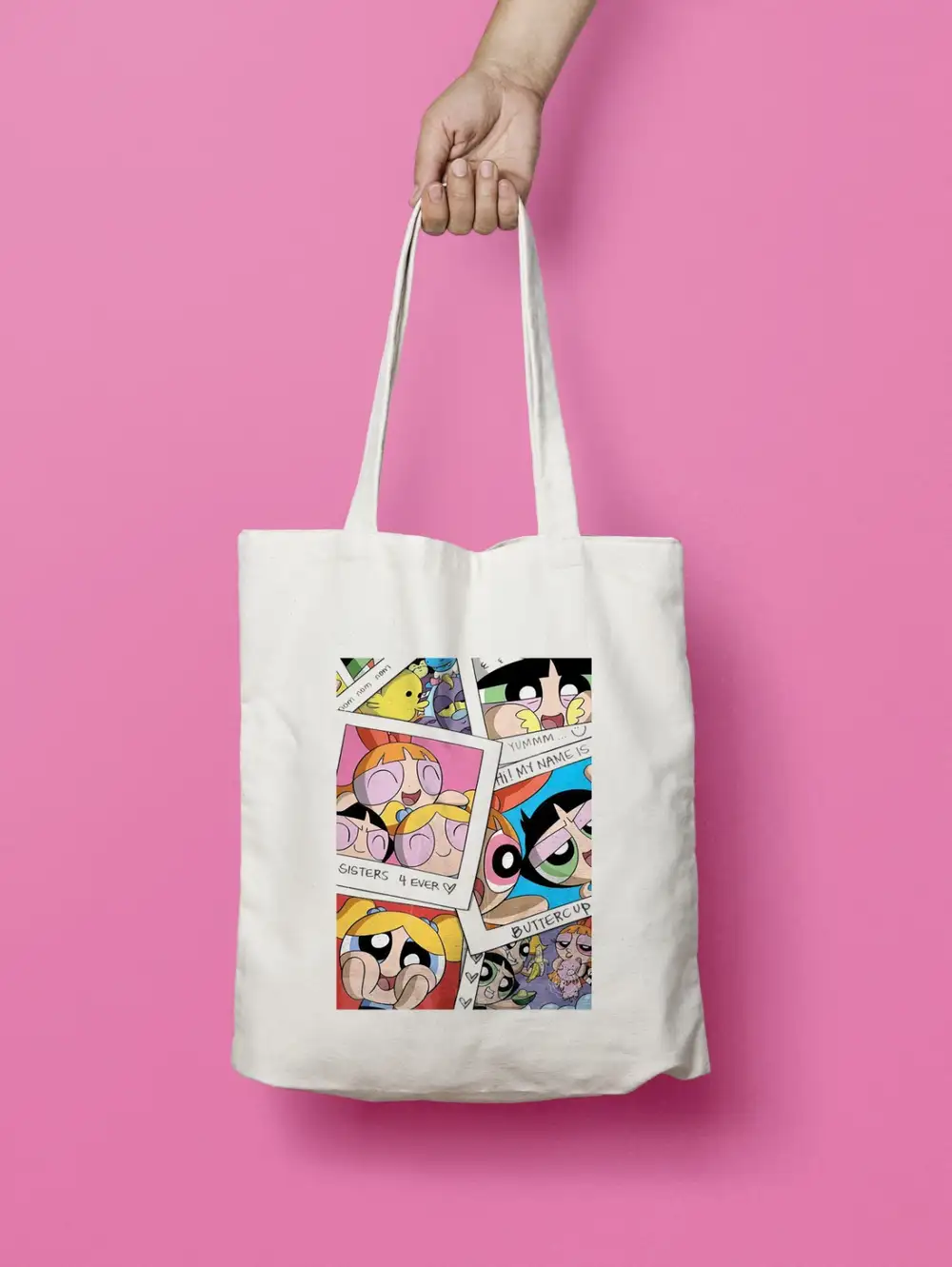 Powerpuff Girls Best Friends Sıkı Dostlar Polaroid Hediye Bez Çanta