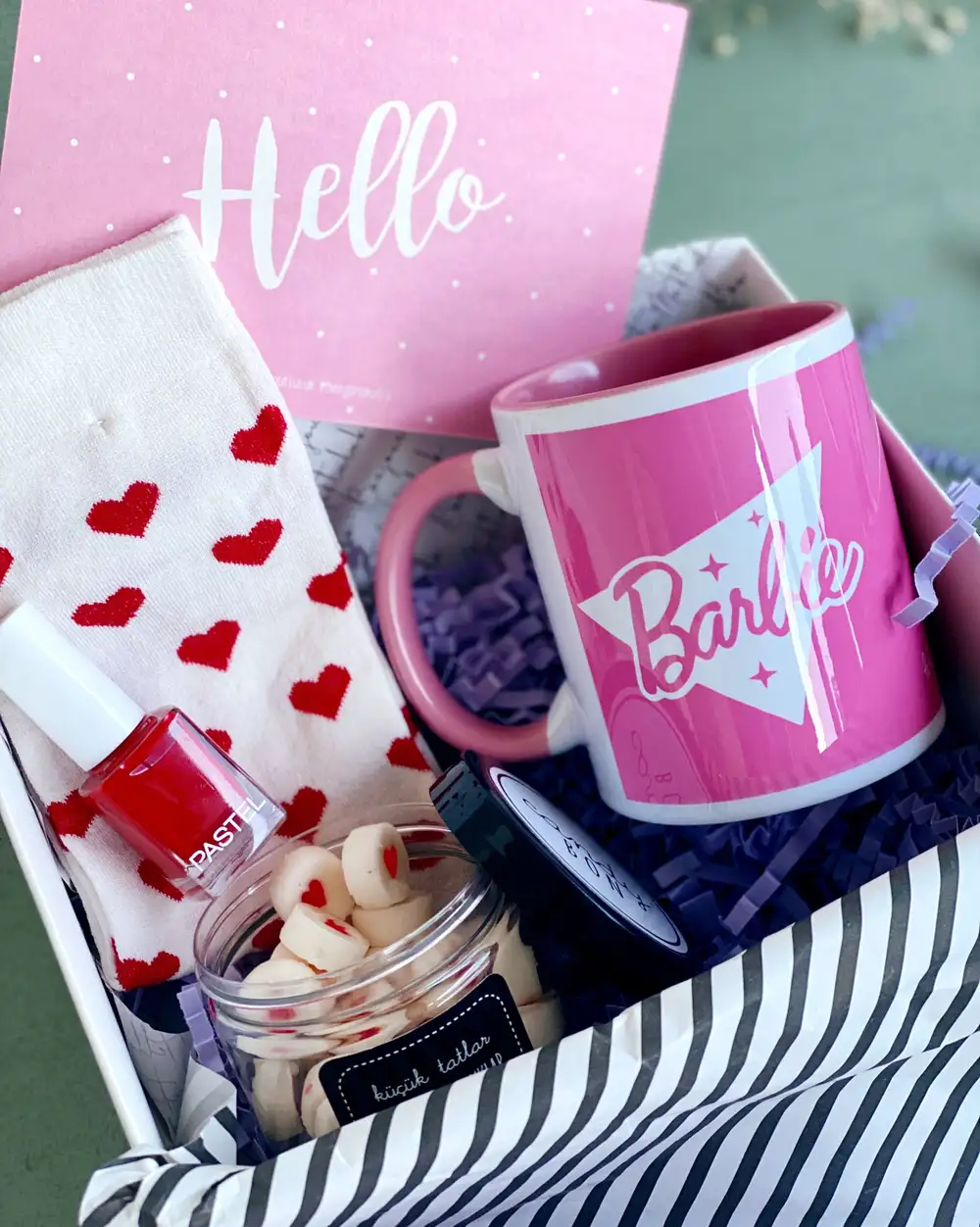 Hello Barbie Girl İçi Sevgi Dolu Bakımlı Kadına Barbie Pembe Hediye Kutu Seti