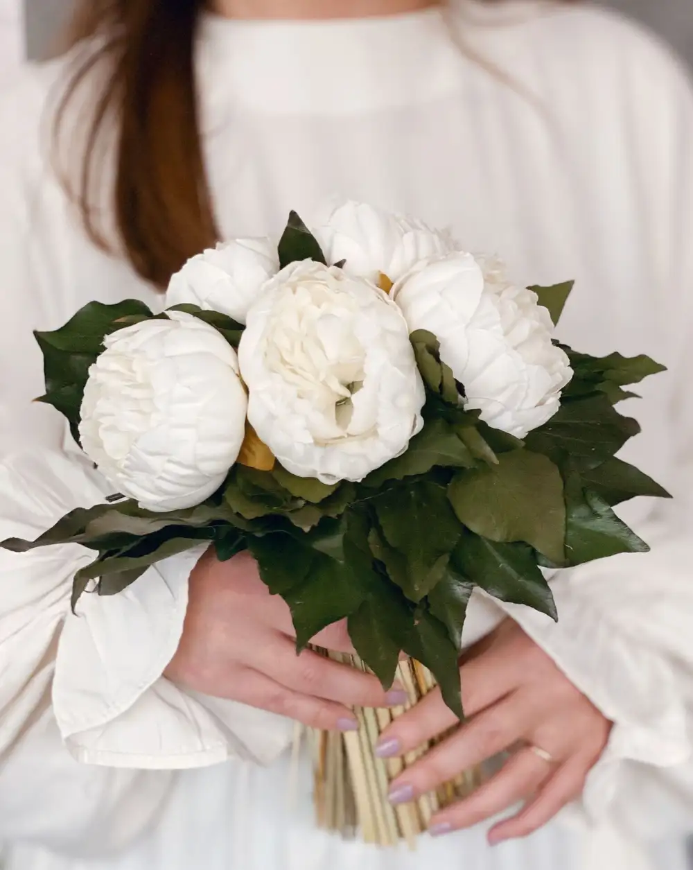 Milano Gelin Buketi Çiçeği ve Damat Yaka Çiçeği Lüx Beyaz Şakayık