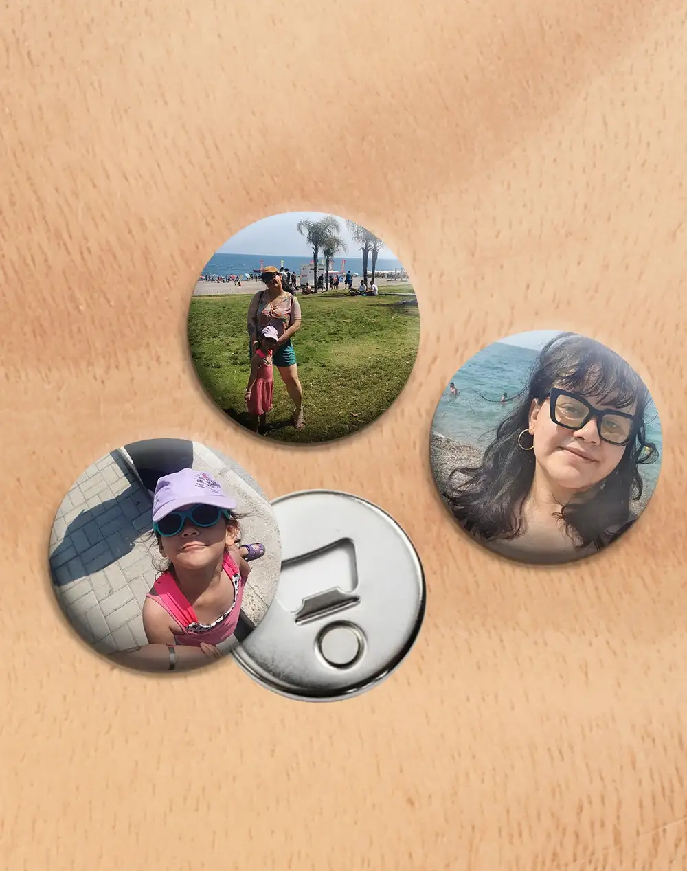 Kişiye Özel Fotoğraf Baskılı Buton Magnet Açacak 3'lü