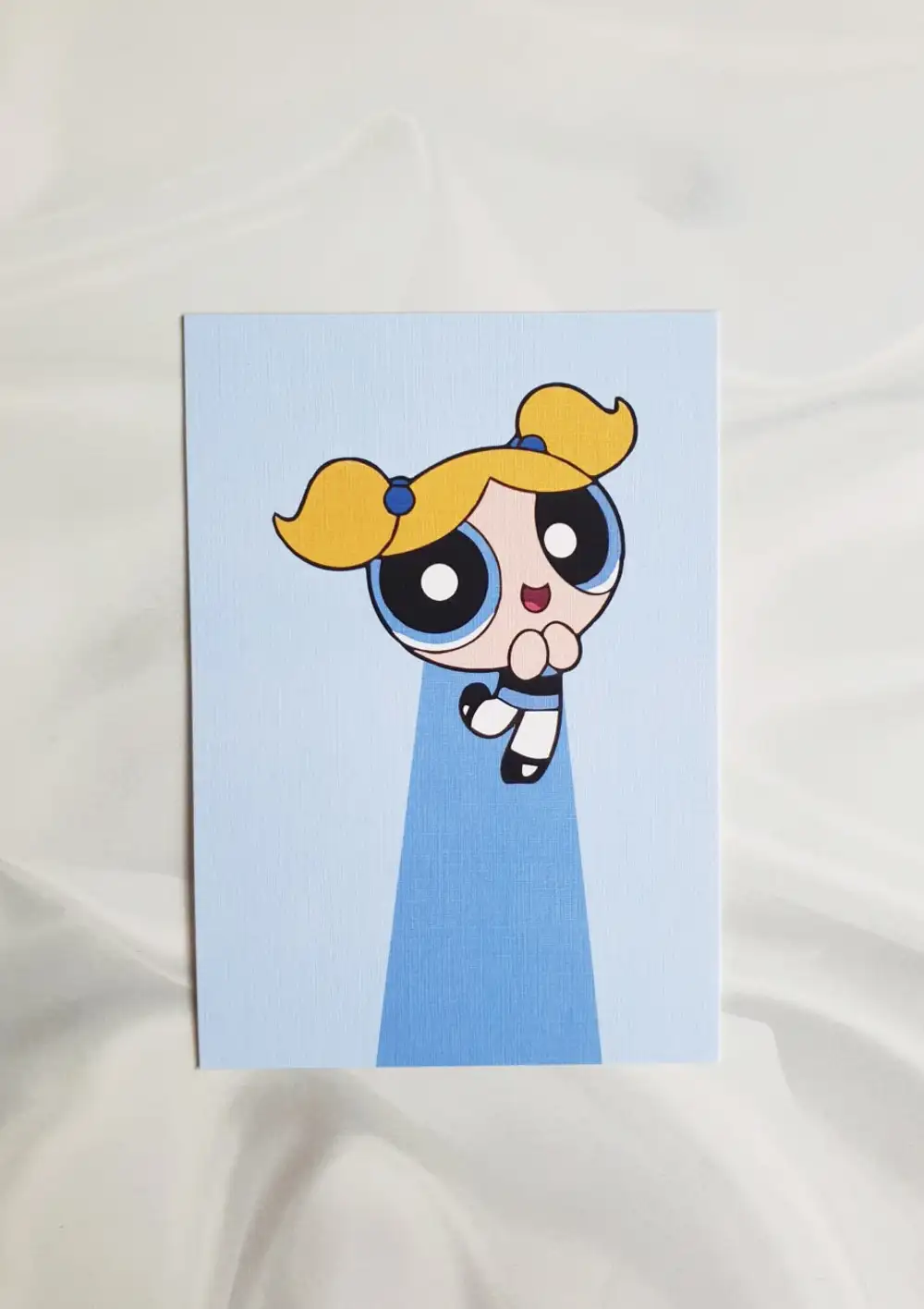 Powerpuff Girls Bubbles Mavi Enerji Motto Kartı Kartpostal