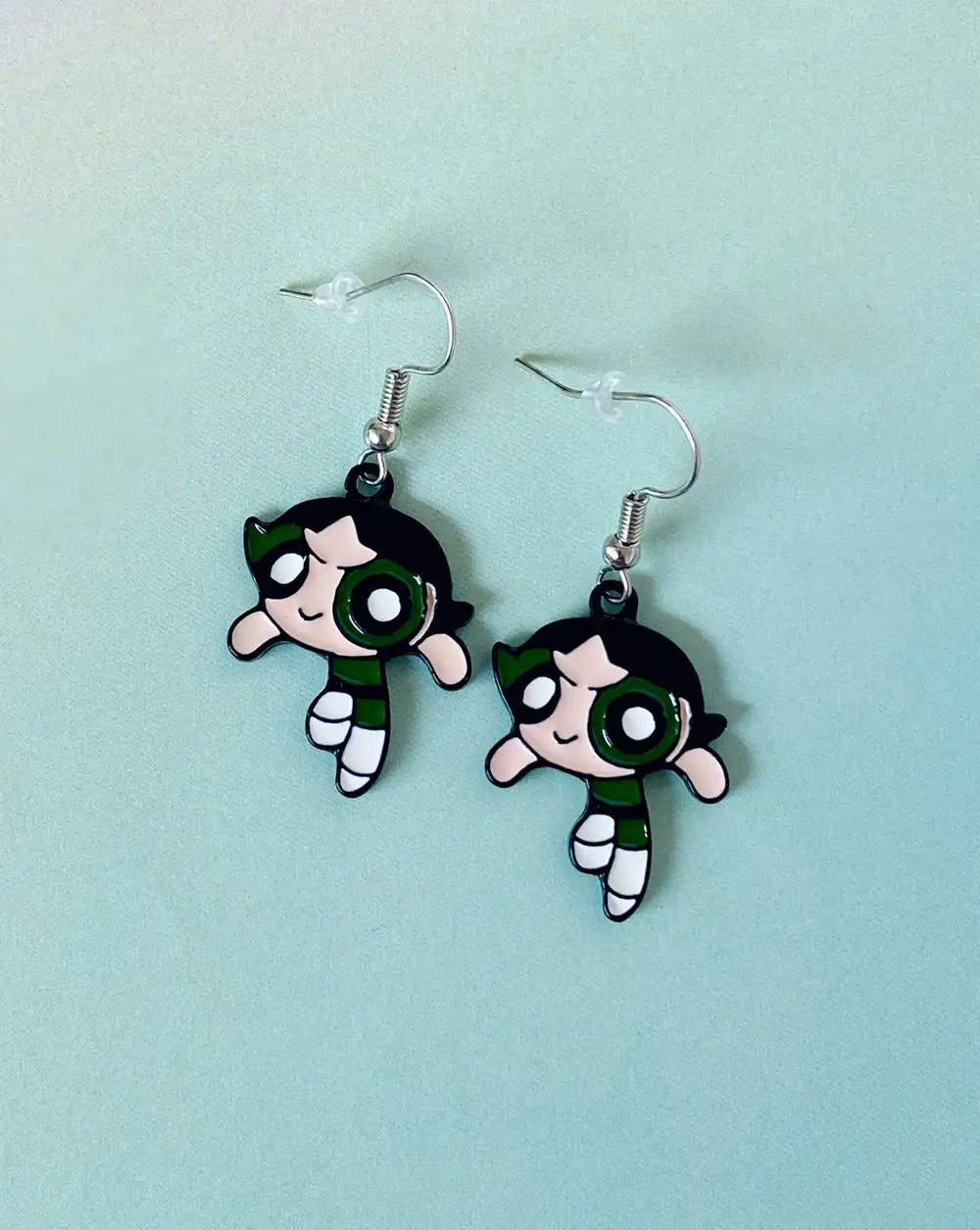 Powerpuff Girls Buttercup Yeşil Enerji Mineli Hediye Küpe