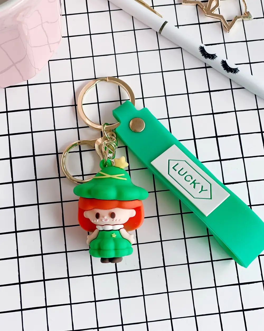 Anahtarlık Çanta Aksesuarı - Lucky Yeşil Sever Kız Tinker Bell Anahtarlık