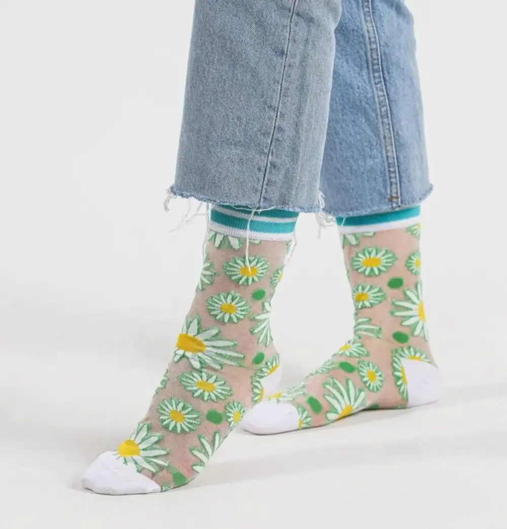 Çorap N045 Bolero Japon Kore Tarzı Şeffaf Transparan Kadın Çorap Papatya