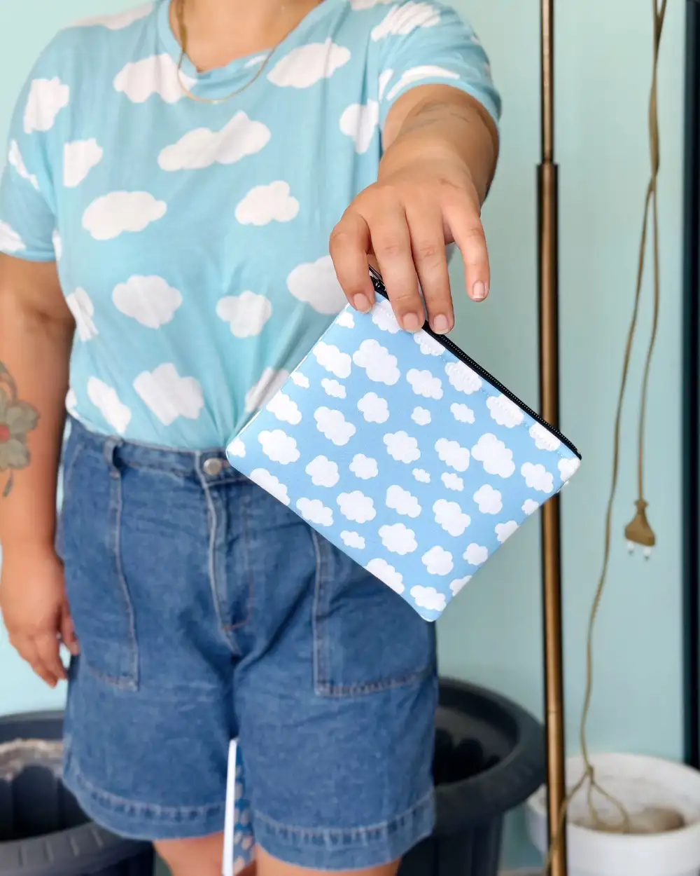Bulutlar Mavi Makyaj Çantası Clutch