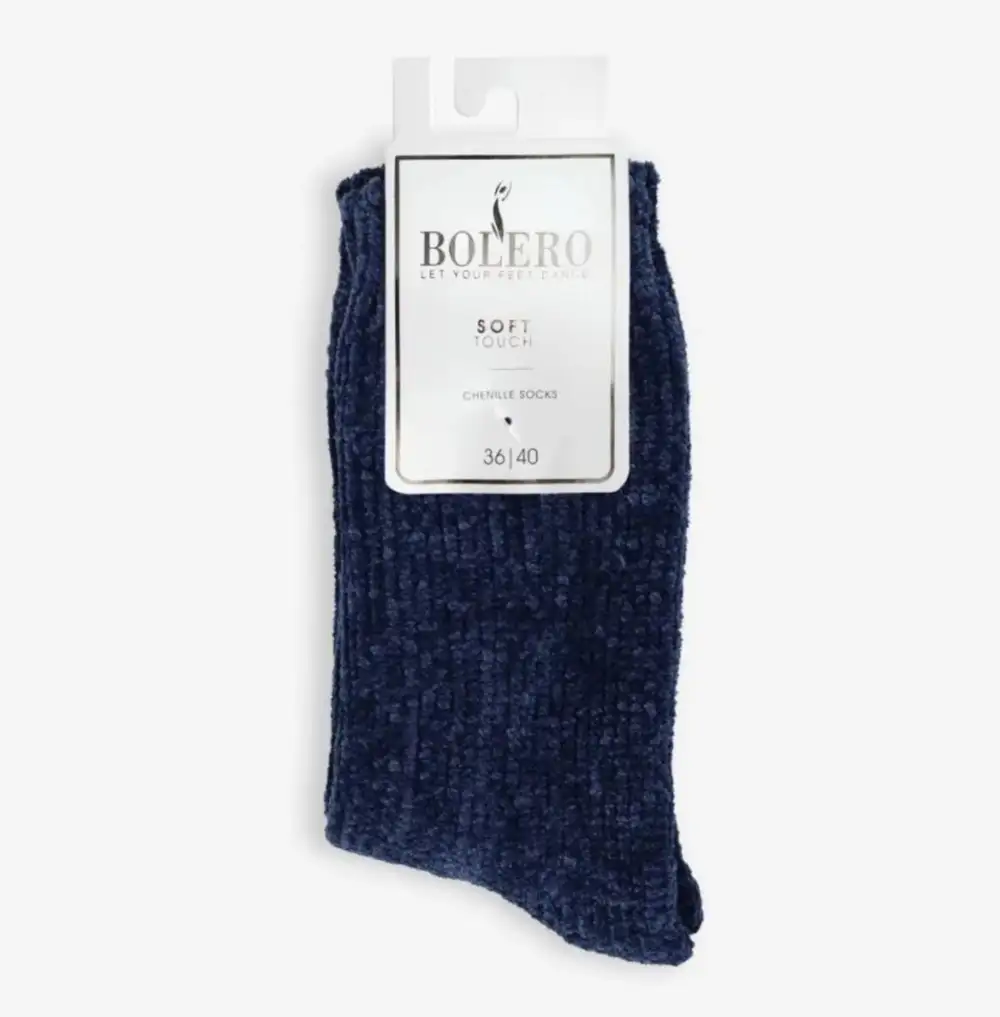 Çorap N024 - Bolero Lacivert Kadife Dokulu Kadın Kışlık Çorap