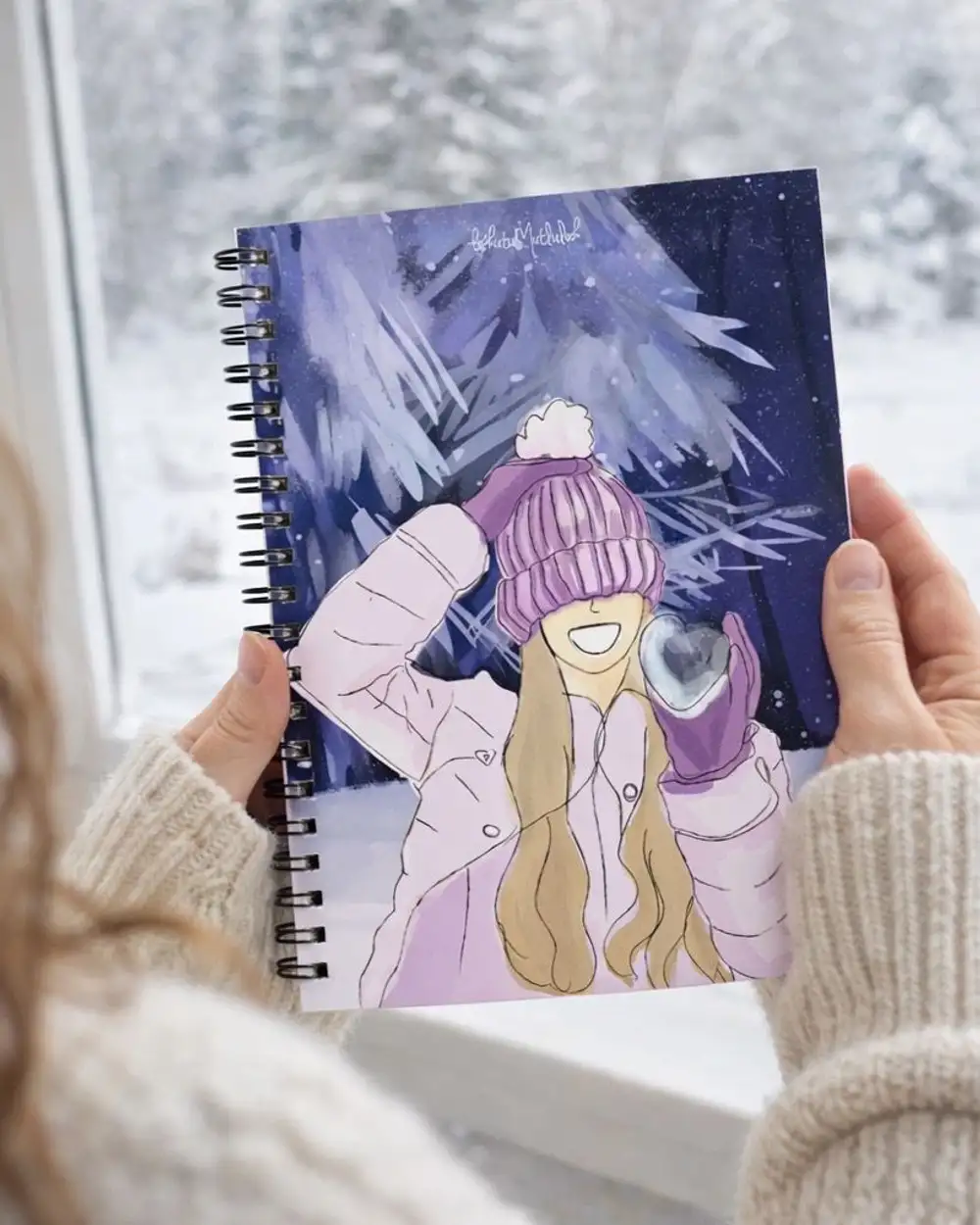 A5 Tasarım Spiralli Defter - Kış Kızı