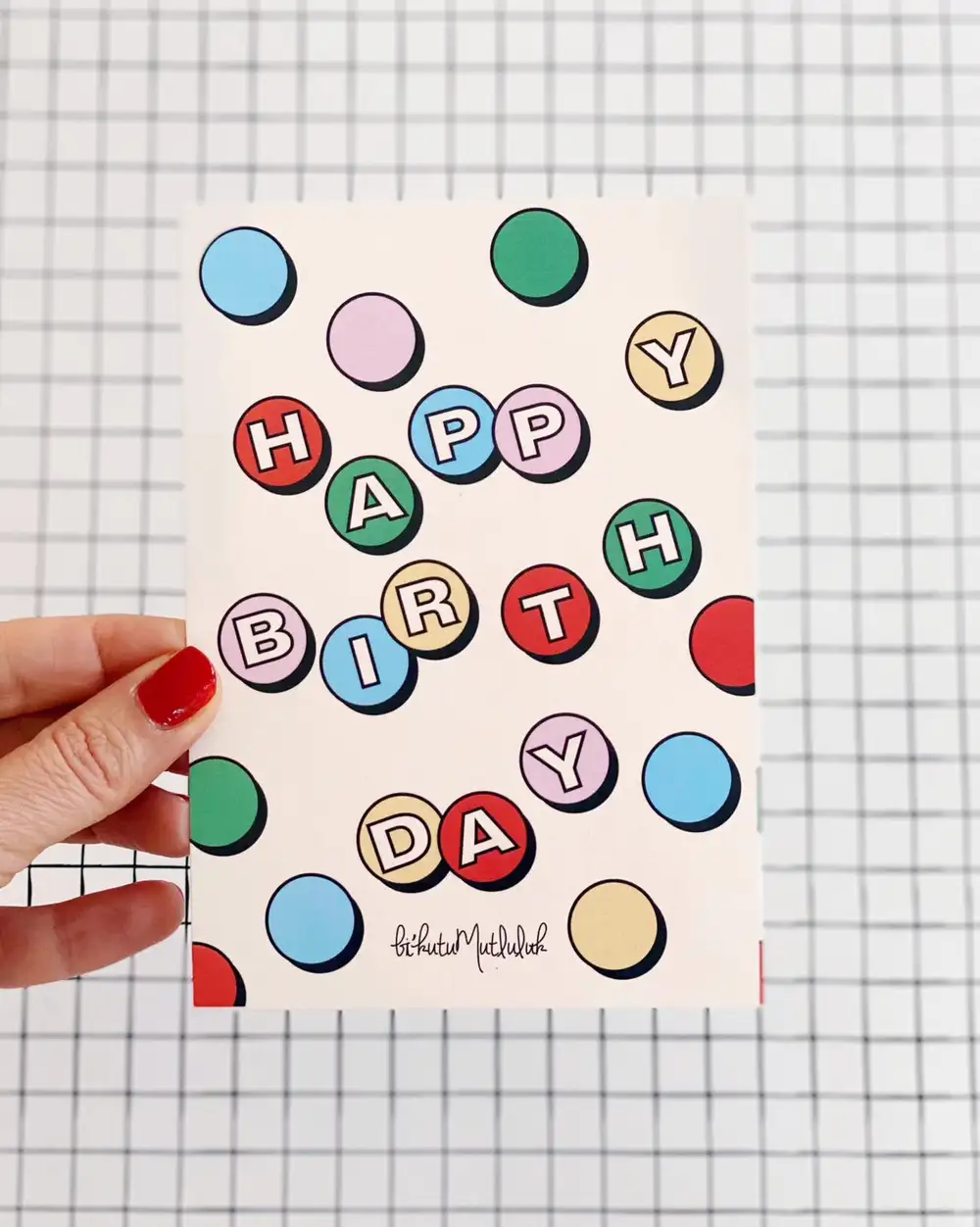 Rengarenk Doğum Günü Motto Kartı Kartpostal