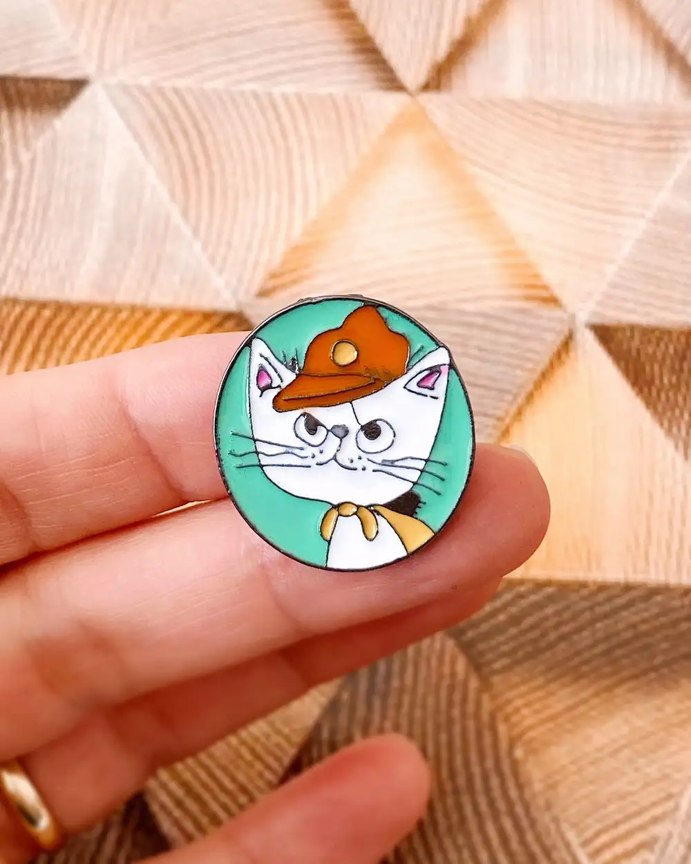 Cartoon Cat Round Rozet