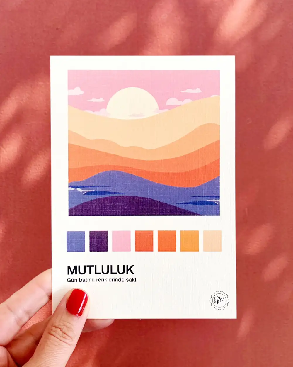 Mutlu Gün Batımı Motto Kartı Kartpostal