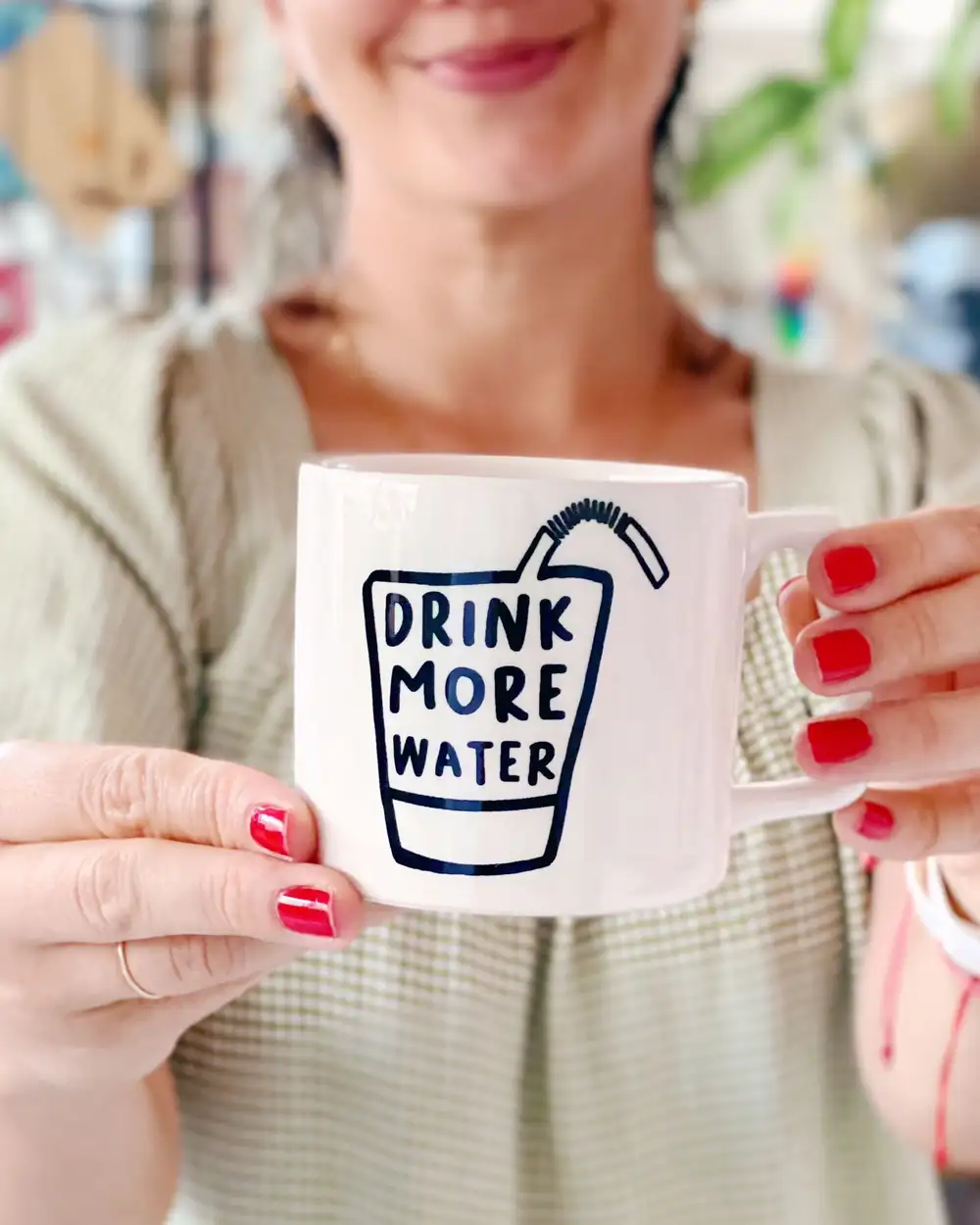 Drink More Water Mottolu Su Hatırlatıcı Kupa Bardak Fincan