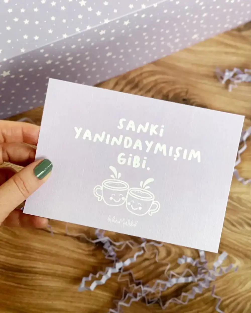 Kahve Severe Lila Hediye Kutusu Seti