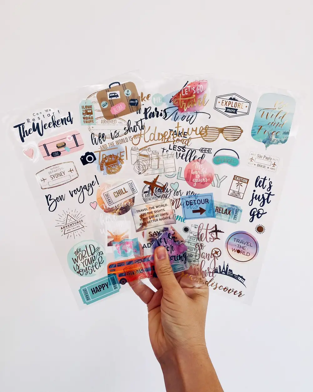 Seyahat Temalı Scrapbook Planlayıcı Sticker Seti