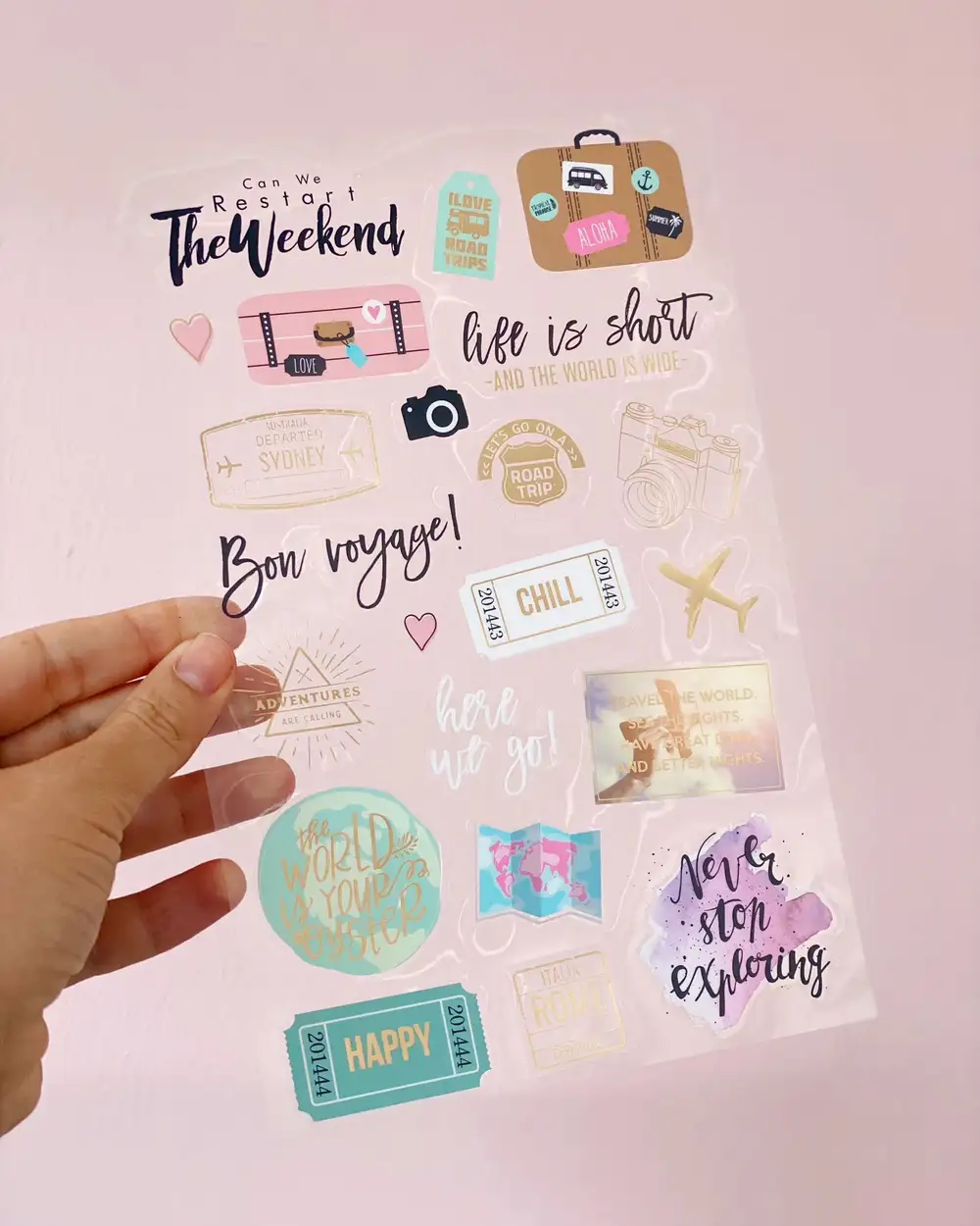 Seyahat Temalı Scrapbook Planlayıcı Sticker Seti