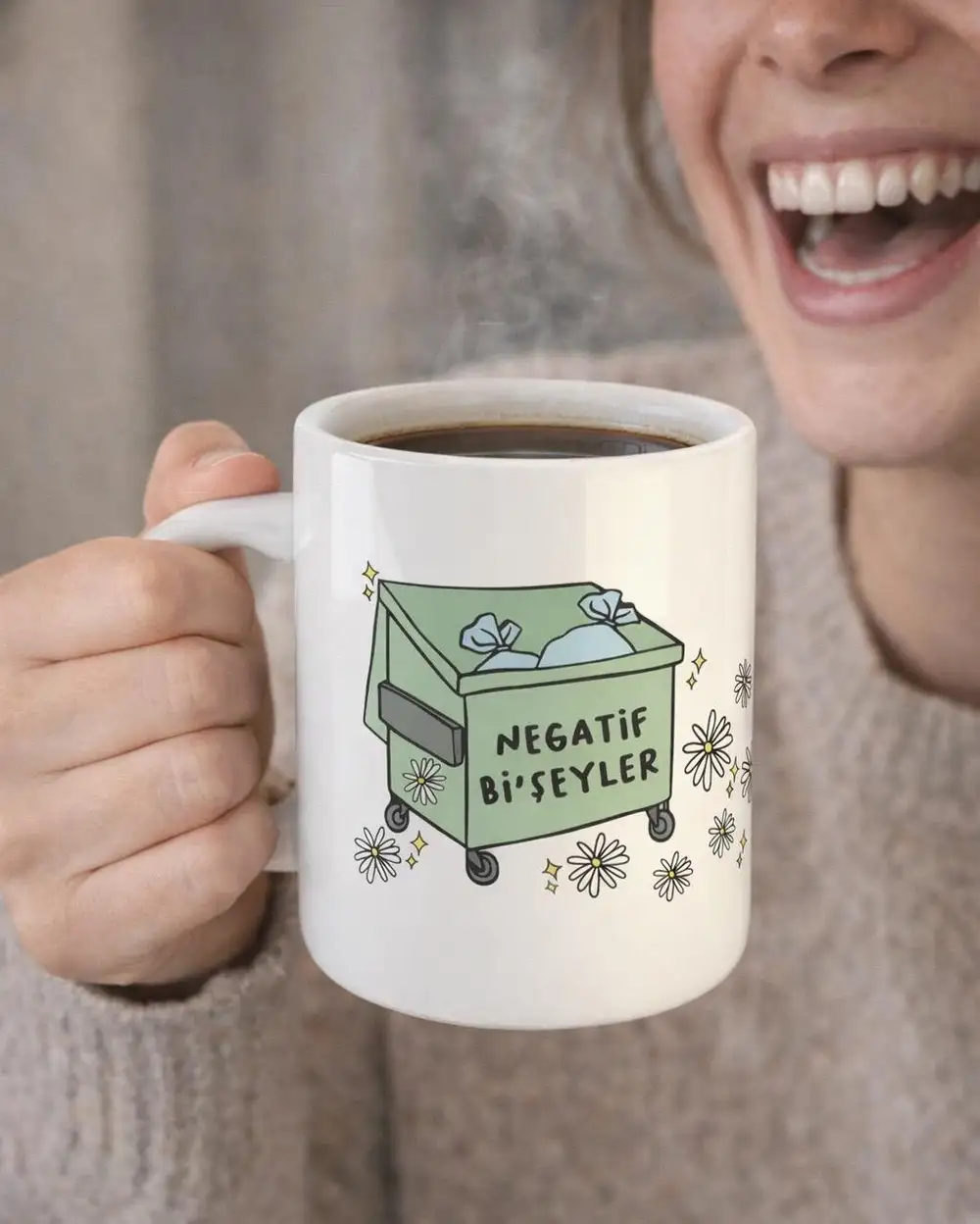 Negatif Şeyler Çöpe Hediye Kupa Bardak