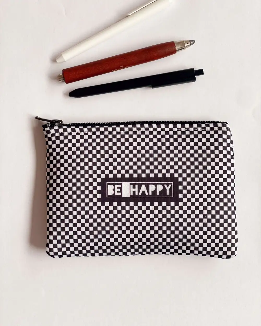 Be Happy Damalı Clutch Kalemlik