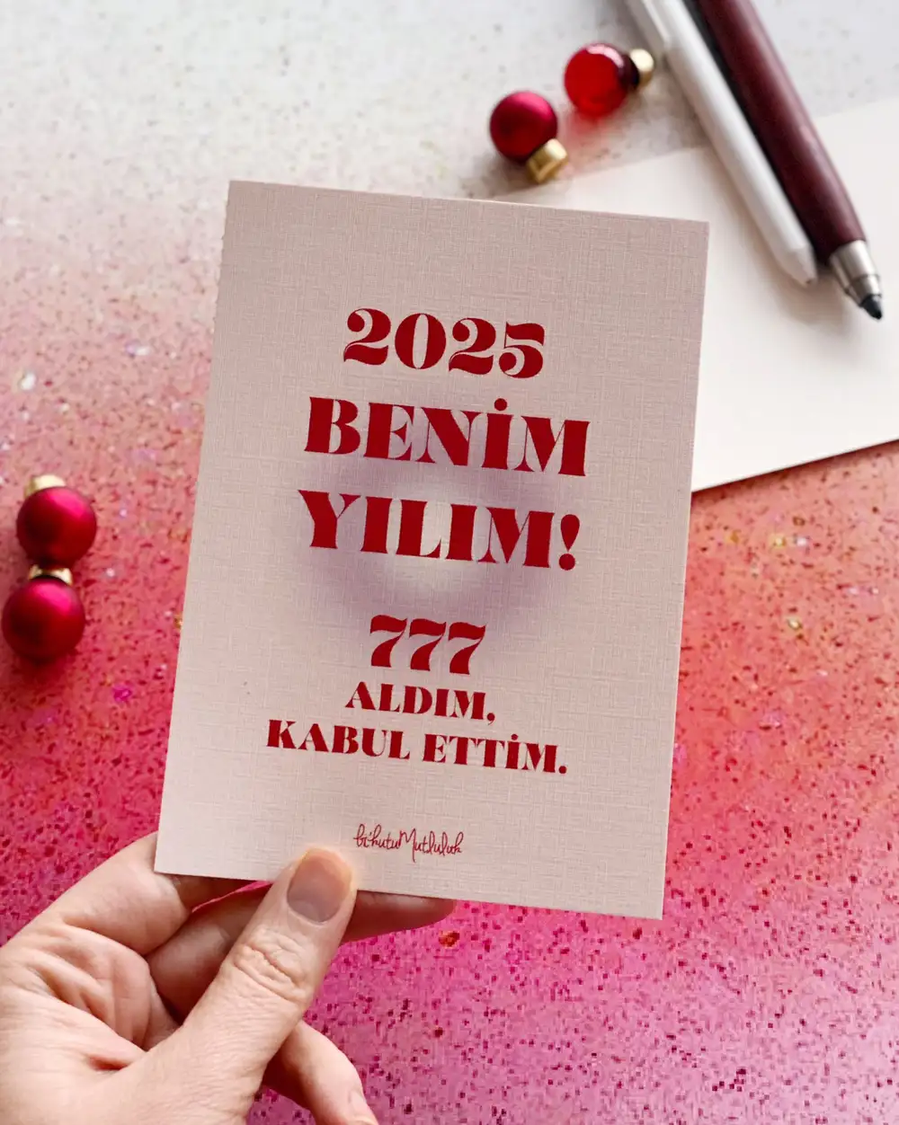 2025 Benim Yılım Olacak Manifestli Yılbaşı Motto Kartı