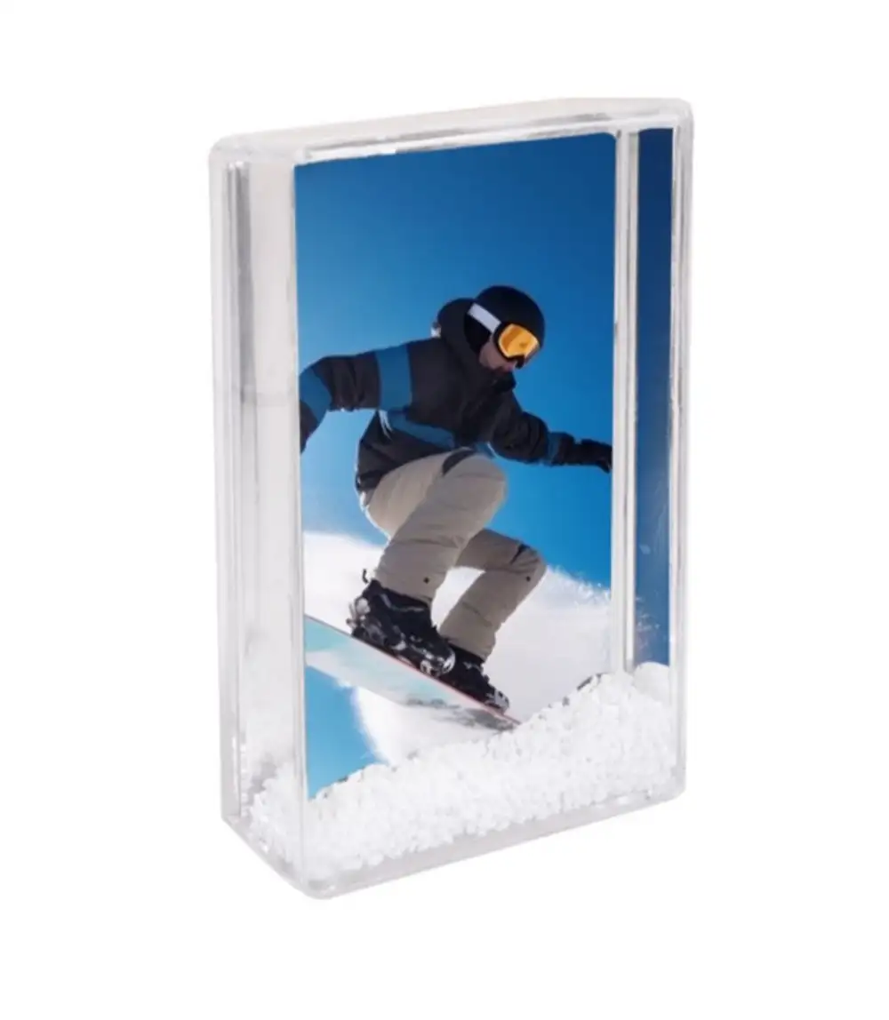 Kişiye Özel Fotoğraflı Mavi Işıltılı Kar Küresi