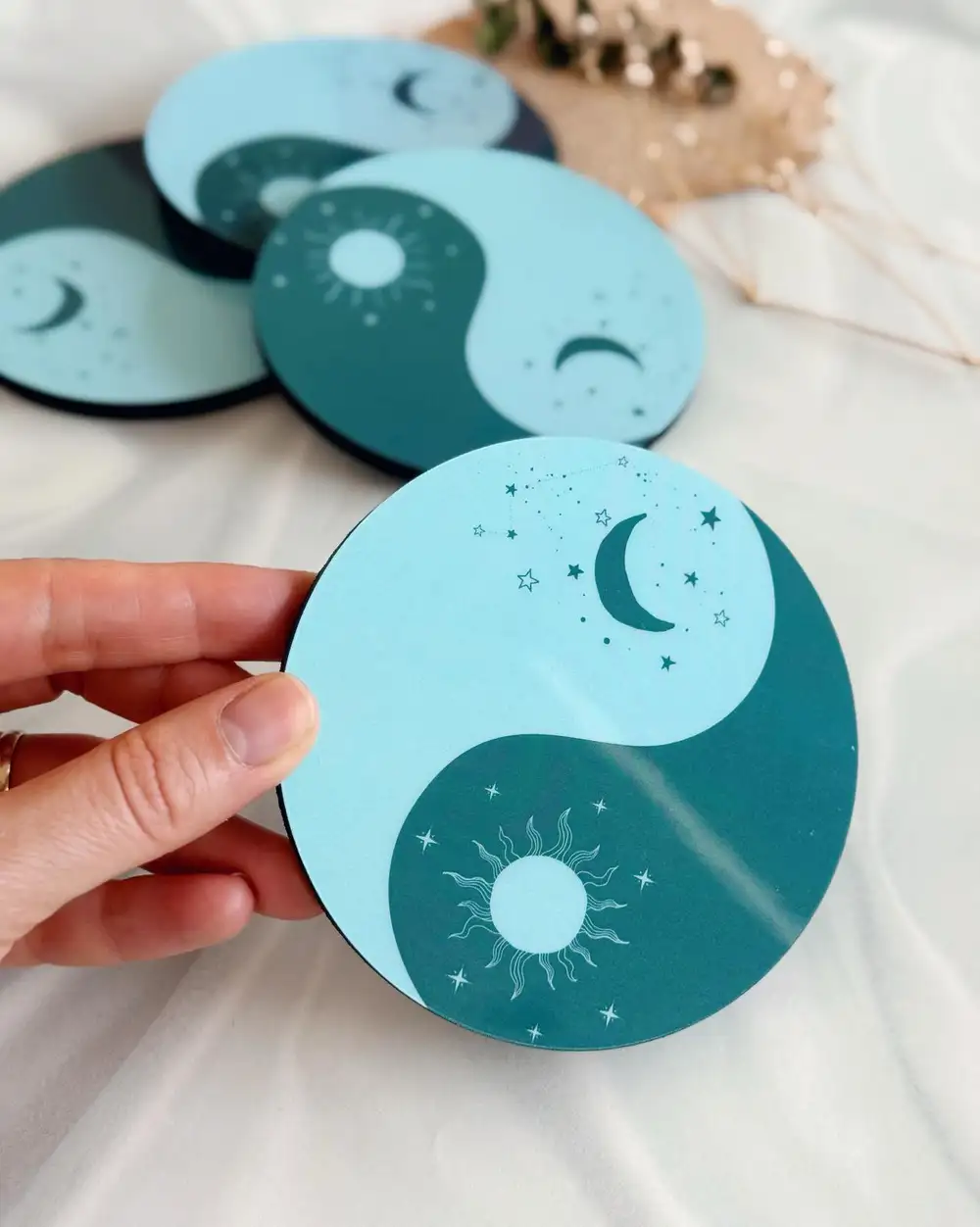 Gece Gündüz Yin Yang Bardak Altlığı